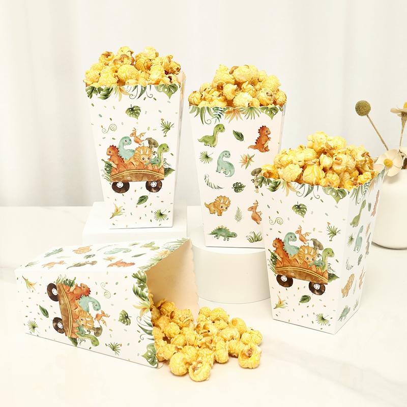 Dinosaur Theme Party Popcorn Boxes Candy Box Dinosaur Party Decor Birthday Baby Shower Kids Boys Jungle Birthday Party Supplies