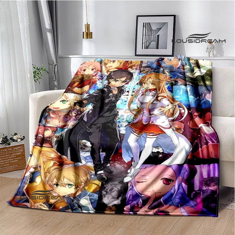 Cartoon Sword Art Online Printed Blankets Picnic Blanket Warm Flannel Blankets Home Bed Linings Blankets for Beds Birthday Gift