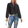 Women's Fashion Loose Standing Collar Bubble Long Sleeve Loose Shirt Casual Top