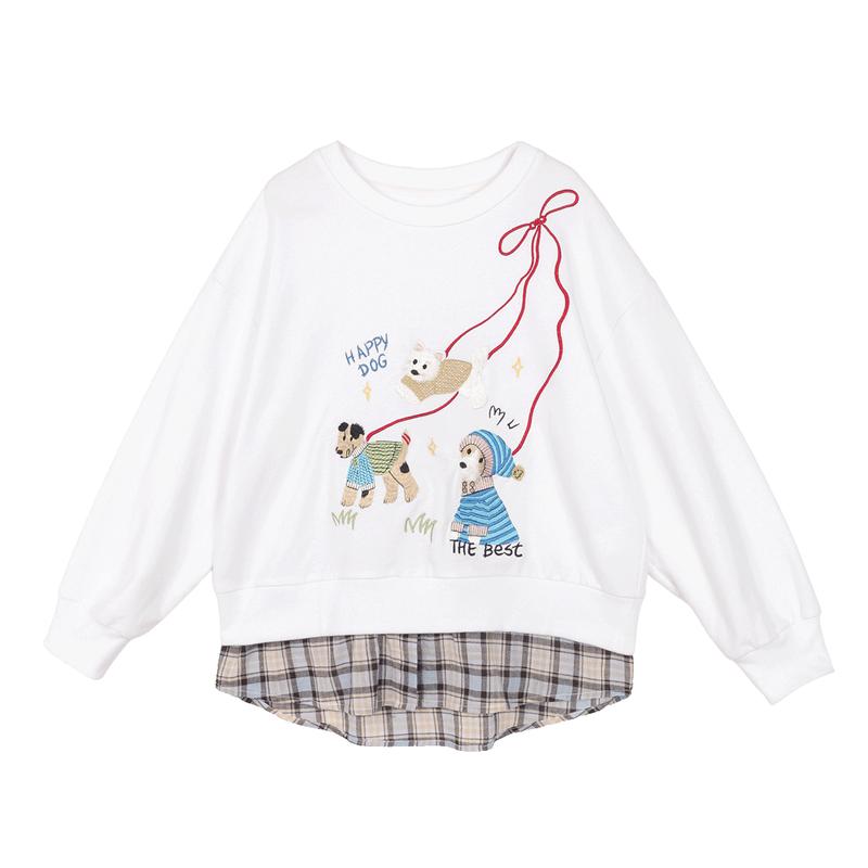LUSON Chen Dazhu Girls  Faux Two-Piece Autumn Sweatshirt 160 бежевый