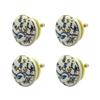 Ceramic Knobs Drawer Pulls for Cabinets and Cupboards (38mm, Gold Multicolour) - Pack of 4 Knobs (Blue Bird)