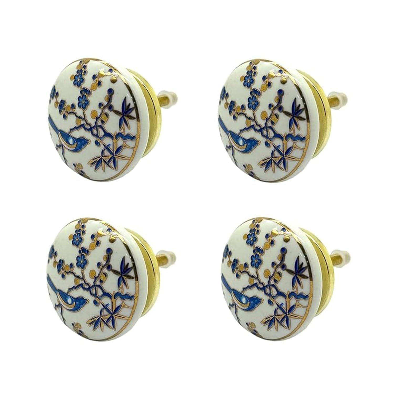 

Керамические ручки-кнопки для ящиков, ручки для шкафов и буфетов (38 мм, Золотой Разноцветный) - Набор из 4 ручек (Синяя птица)