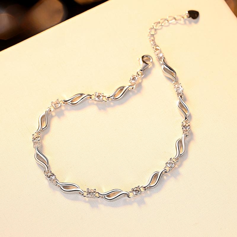 Brățară din argint S925 în stil coreean Brățară cu diamante pentru femei, bijuterii, cadou de Ziua Îndrăgostiților