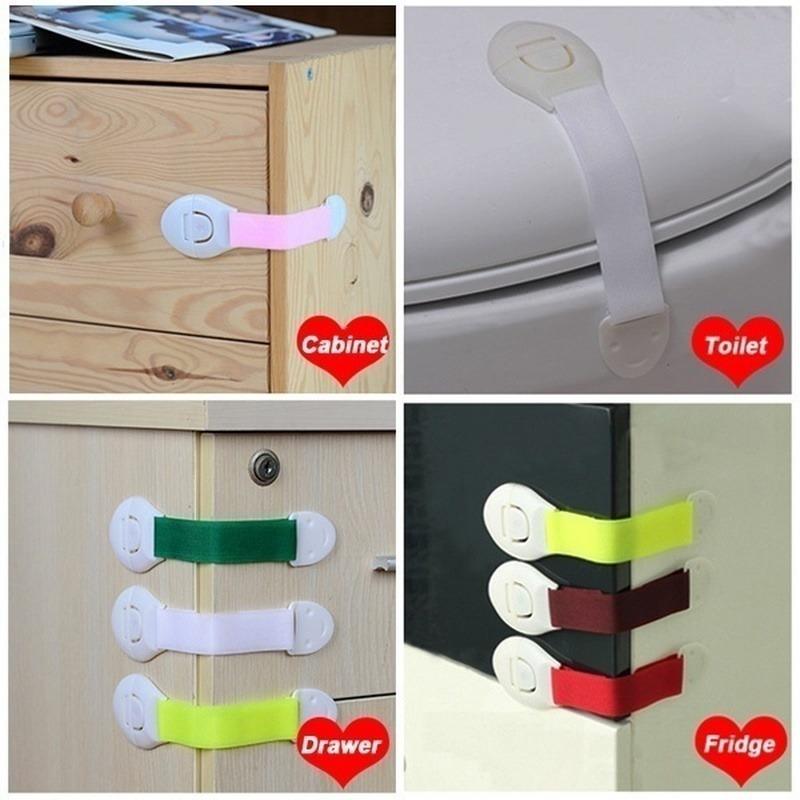 1pc Colored Webbing Multifunctional Safety Locks Children Anti-opening Cabinet Safe Lock Anti-clip Hand Door Lock Fixing Clips