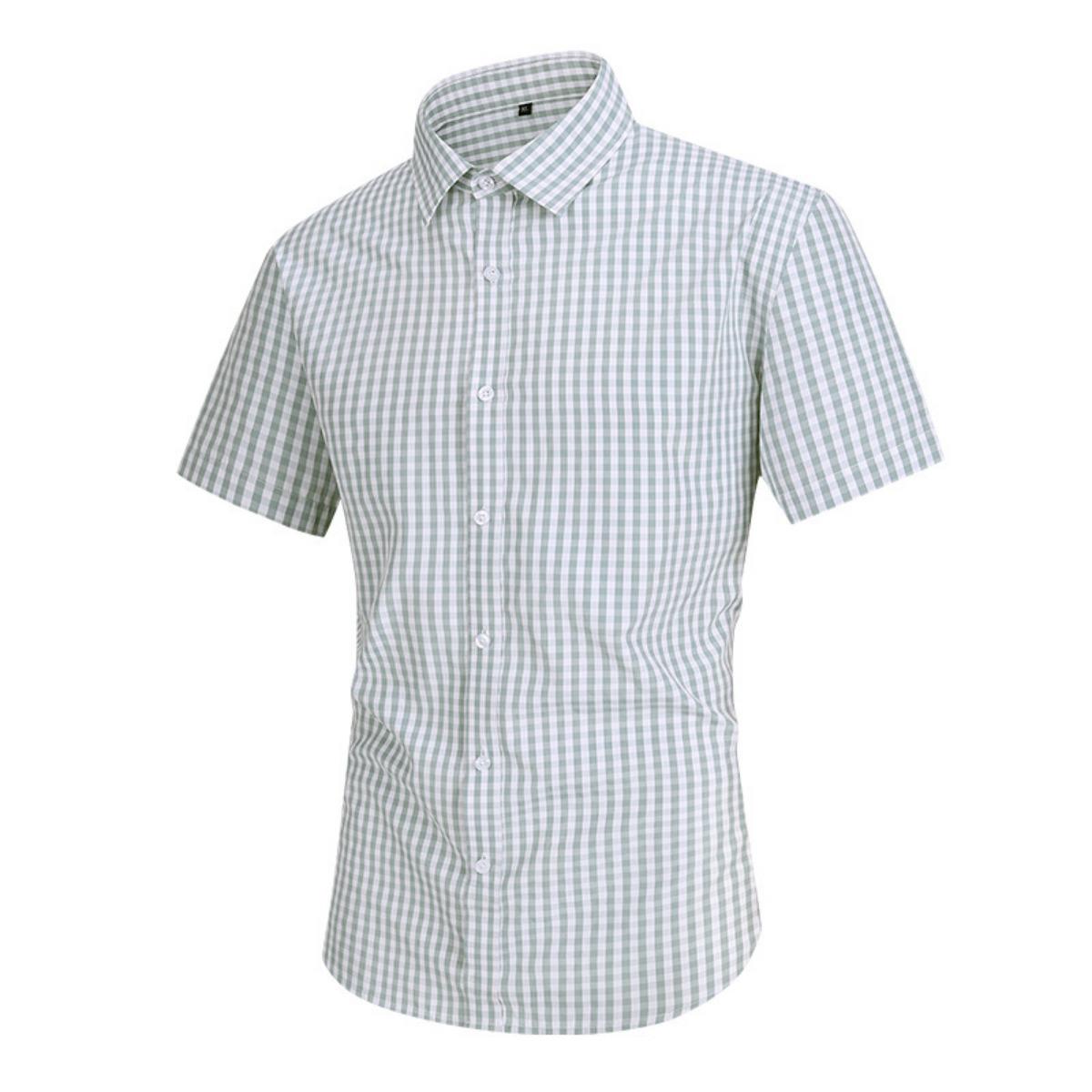Summer Men s Short-sleeved Casual Shirts - Stylish Large-sized Business Check Shirts - Popular Tops - Men s Short-sleeved T-shirts S белый