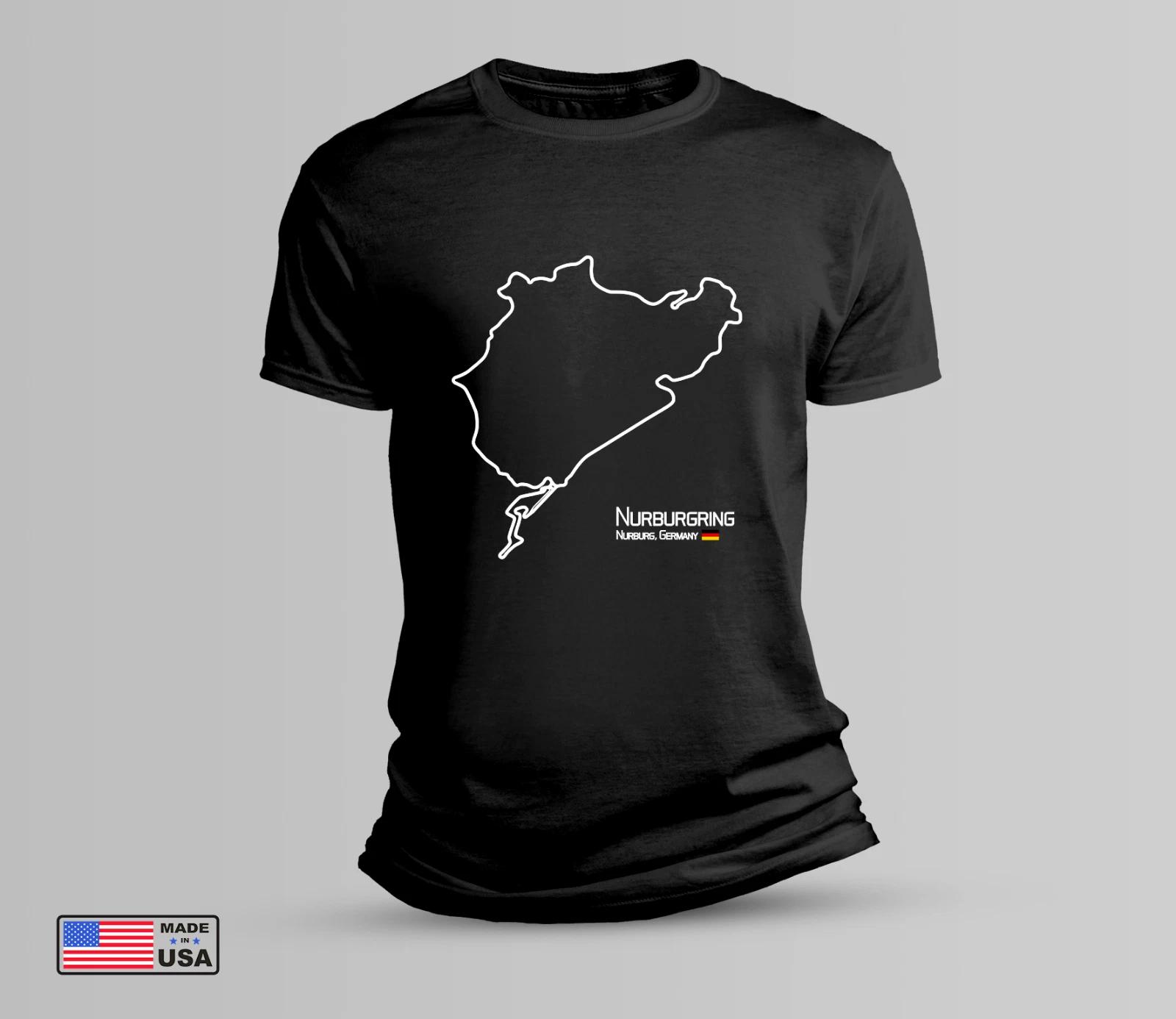 Black Nurburgring Circuit T Shirt S M L XL Soft Cotton Nordschleife Race Track 2XL