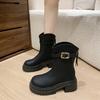 Damen Gürtelschnalle Mode Hundert Weich Elastisch Bequem Stiefeletten Stoßdämpfend Rutschfest Lässig Sportlich Martin Stiefel