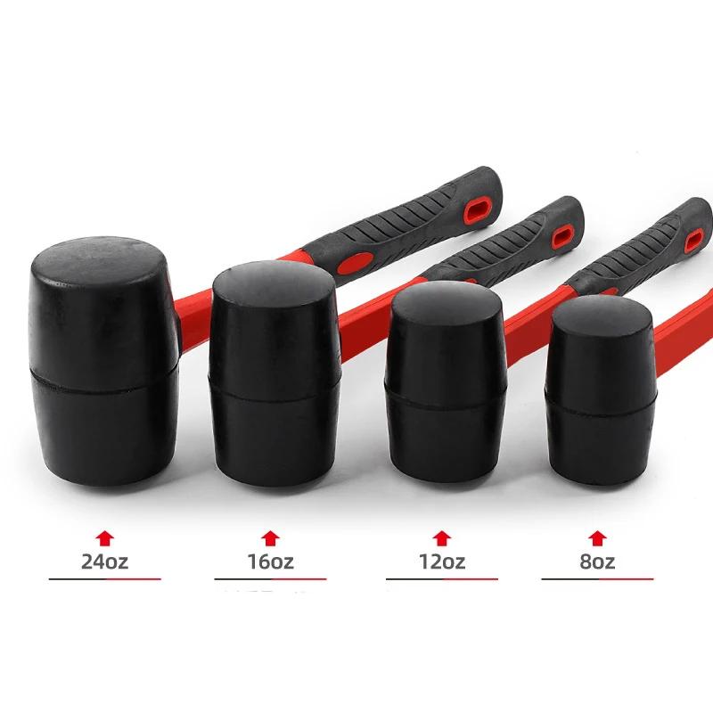 1Pcs Double Headed Soft Rubber Hammer Heavy Duty Mallet Rubber Hammer Multifunctional Mallet Hand Tool 8/12/16/24 Oz