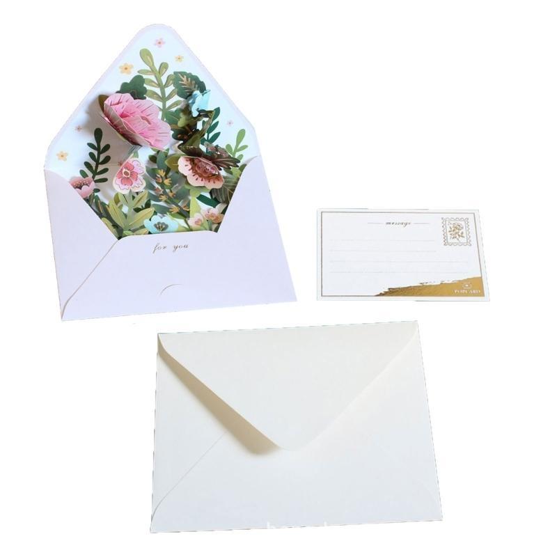 3D Flower Greeting Card Unique Exquisite Designs for Birthday,Thank You,Christmas,New Year with Envelope Message Card