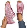 Large size flat-bottomed casual sports shoes women's new European and American sequined lace-up shoes