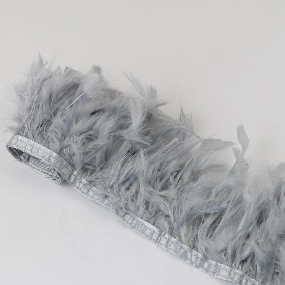 1Meters Natural Turkey Feathers Trim Height 10-15Cm Wedding Clothing Dress Decoration Diy Feather Ribbon Sewing Crafts