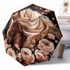 Horse Automatic Umbrella Sturdy 8-Rib Shaft Sturdy Construction for Women/Men Fashionable Accessory Best for Christmas