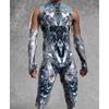Unisex Cyber Punk 3D Digital Printing Halloween Party Role Play Outfit Women Men Cosplay Costume Carnival Jumpsuit