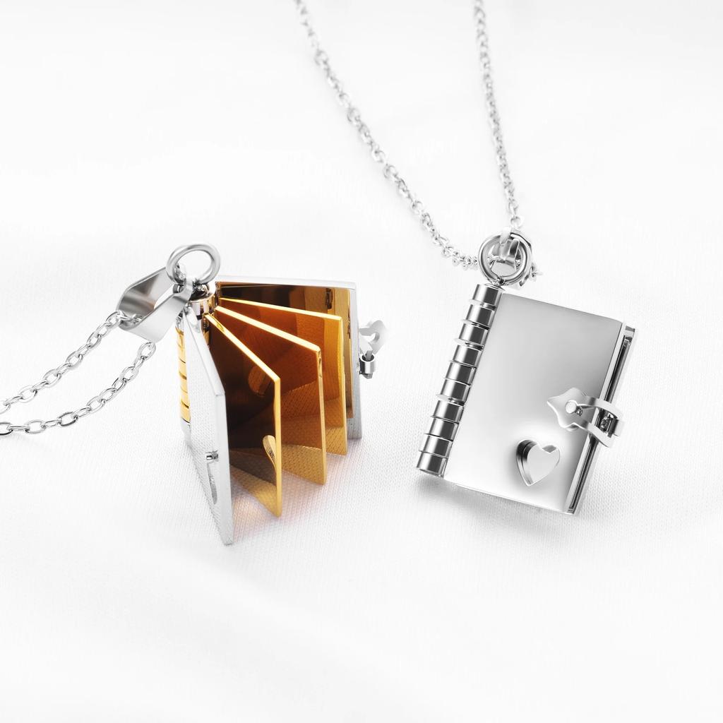 Collar de Libro Grabado con Citas Favoritas Personalizadas para Vivir Regalos para Ti y Tu Amor