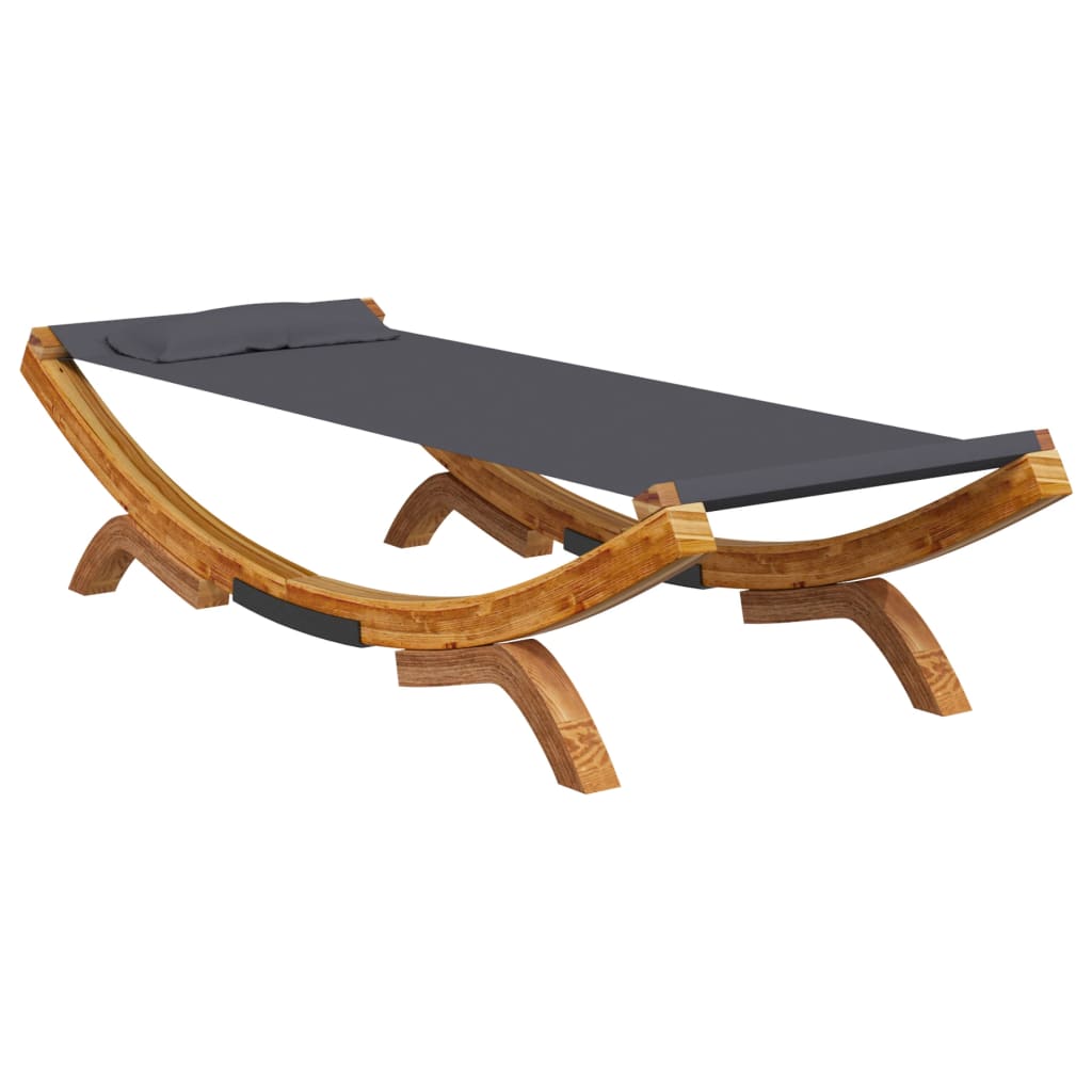 vidaXL Sonnenliege 100x188,5x44 cm Bugholz Massiv Anthrazit