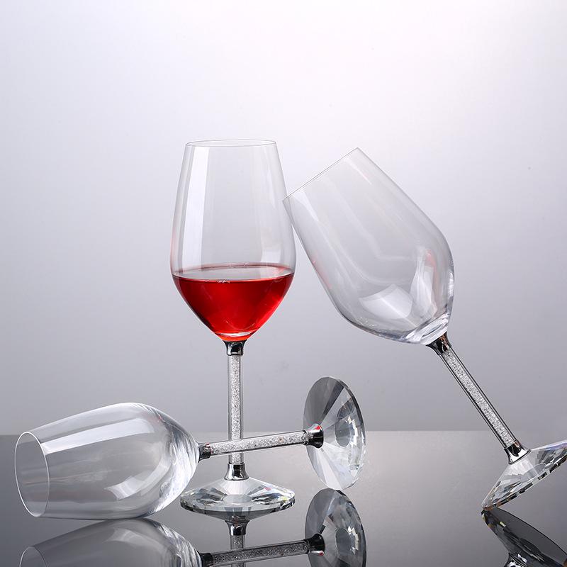 Personalized Crystal Diamond High-Stem Red Wine Glass Gift Set