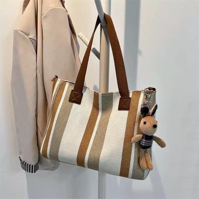 Bitcuem Women's Tote Bag with Zipper, Large Capacity, Lightweight, A4 Size, 2-Way, Cute, Handbag for Travel, School, and Commuting (Black)