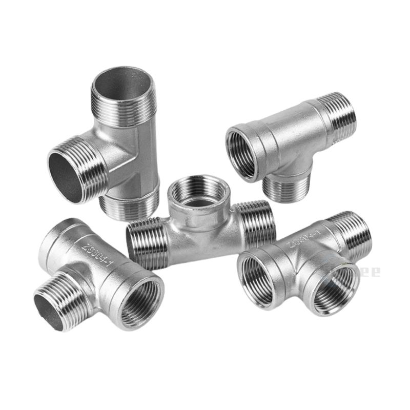 DN6/DN8/DN15/DN25 male+male+Female Threaded 3 Way Tee T Pipe Fitting 1/4" 1/2" 3/4" 1" 1-1/4" BSP Threaded 304 Stainless Steel