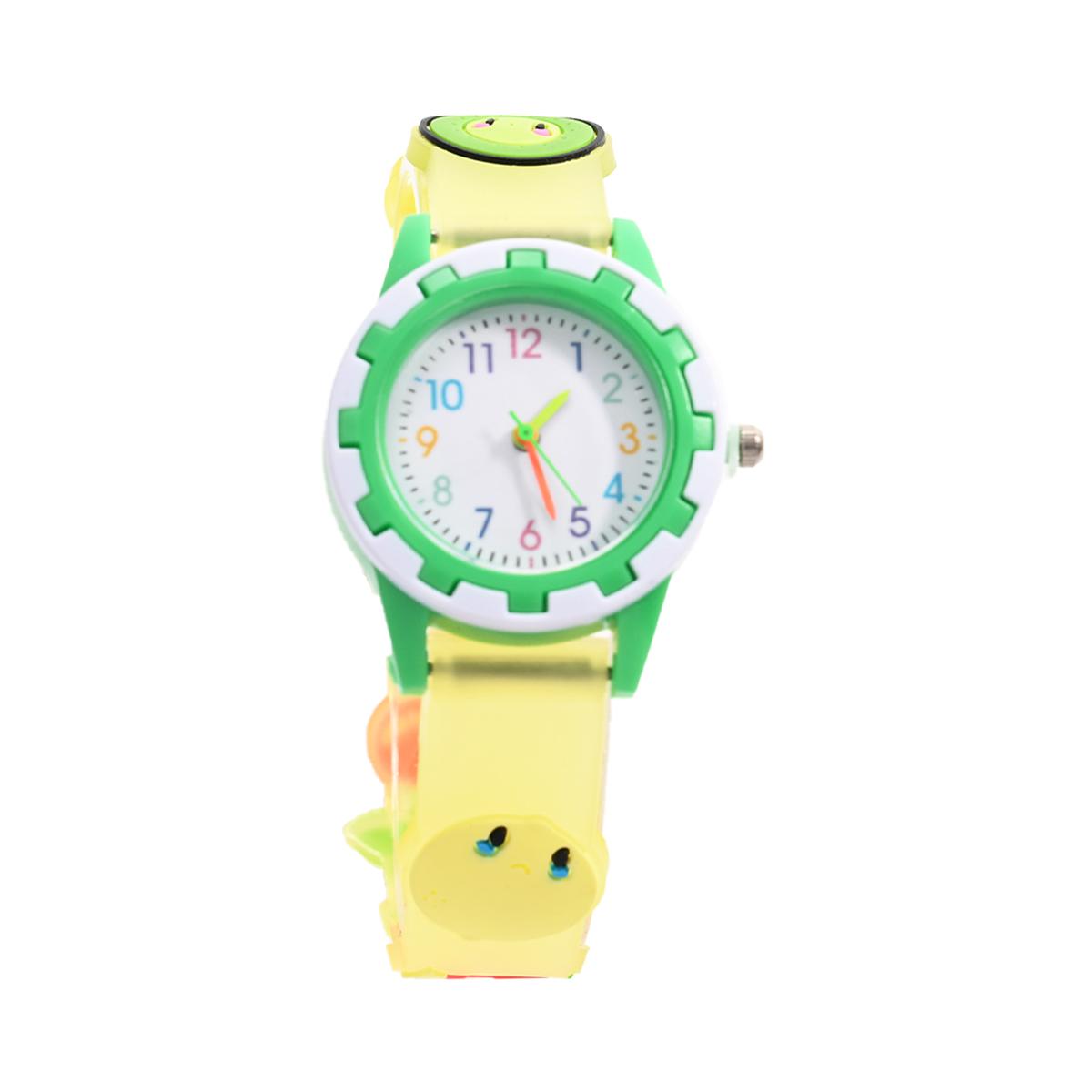 

Fashionable and cute cartoon pattern silicone strap colorful dial children s quartz watch, suitable for daily wear, Christmas gi жёлтый