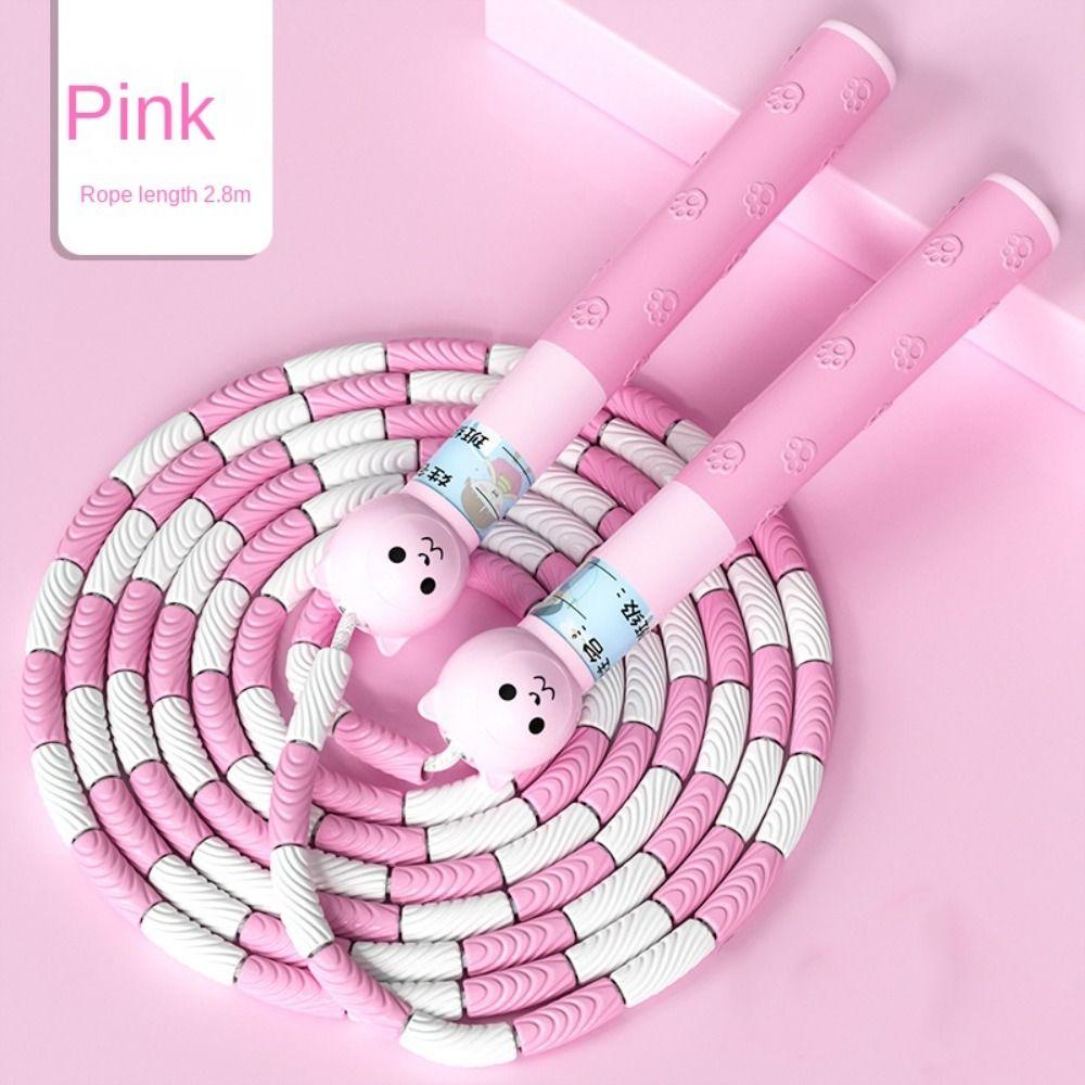 2.8m Segmented Fitness Jump Rope Bamboo Joint Sports Rope Soft Bead Skipping Rope Home Exercise