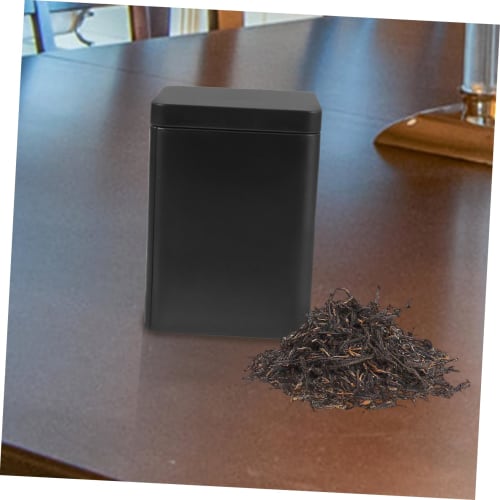 OFFSCH Metal Tea Canister, Black, Square, Tea Canister, Storage Container, Coffee Can, Airtight, Small, Square, Tea Canister, Tea Can, Snack Can, Iron