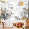Sun Moon Palm Leaf Tapestry Wall Hanging Polyester Plant Bohemian Psychedelic Simple Printing Background Cloth Decor