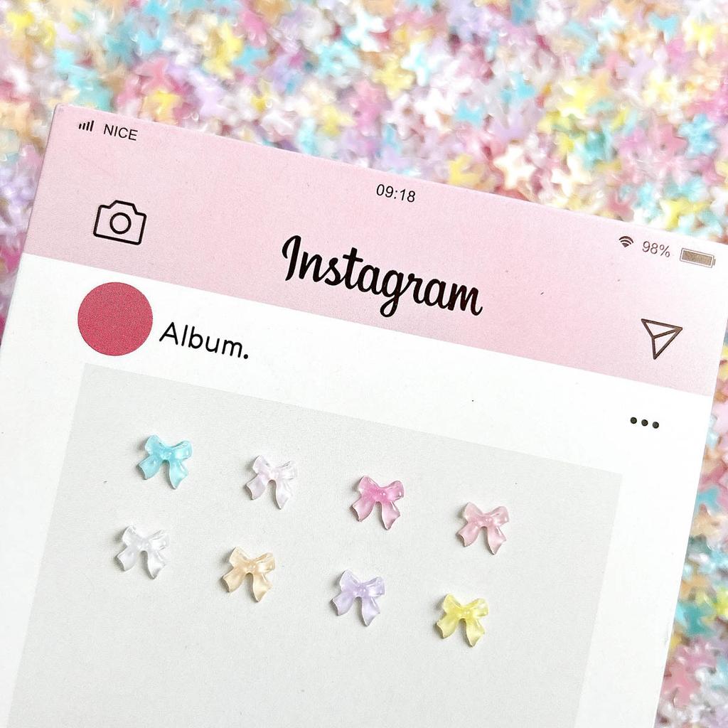 Mini Small Bow Nail Art Accessories Internet Celebrity Ice Transparent Resin 3D Bowknot Beautiful Girl Nail Decoration