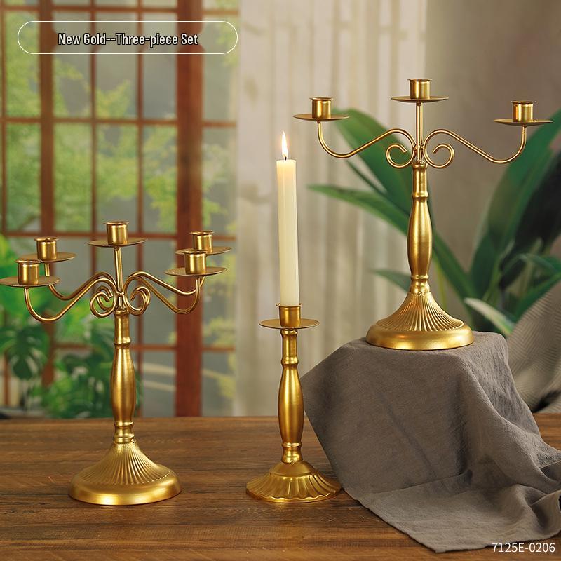 Vintage French Candelabra Ornament – Romantic European Candle Holder for Table Decor and Photo Props