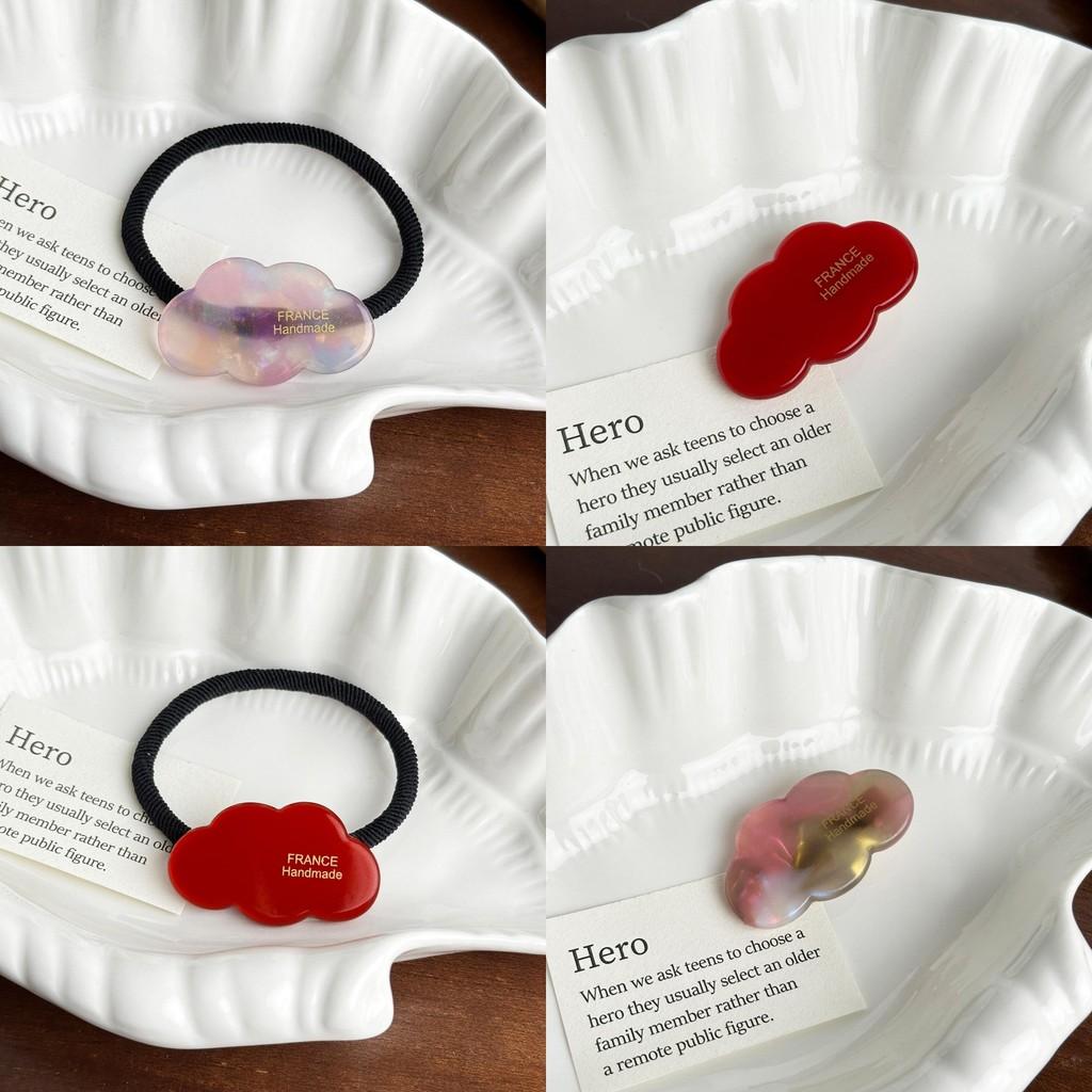 Fashionable And Stylish Acetate Cloud Hair Tie With Gold Accent And Elegant Hair Clip