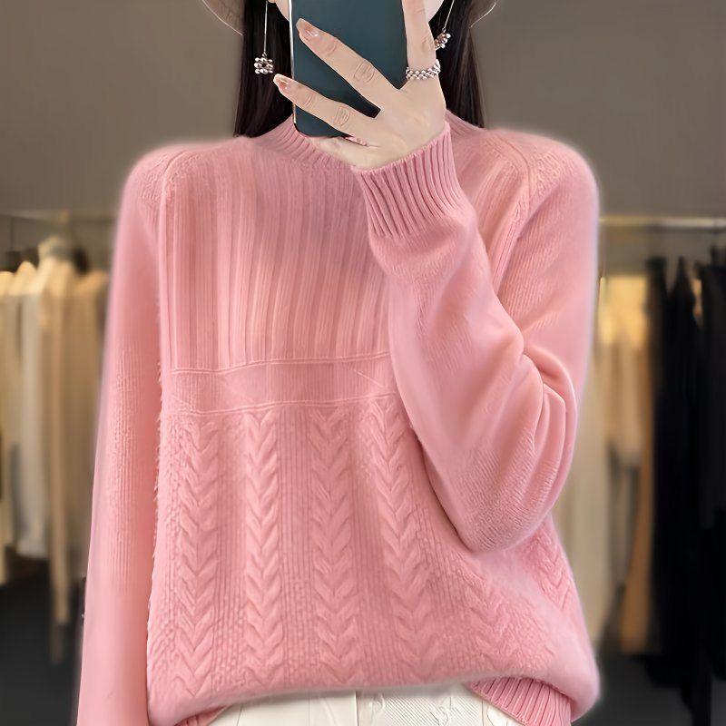 

Женский свитер с полувысоким воротом, плотный, однотонный, повседневный, свободный и утягивающий, вязаный свитер 3XL