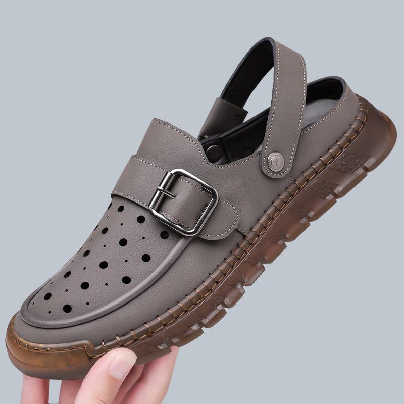 2025 Summer New Men's Hollow Out Sandals Fashion Casual Sport Sandal High Quality Handmade Leather Sandals Beach Sandals for Men