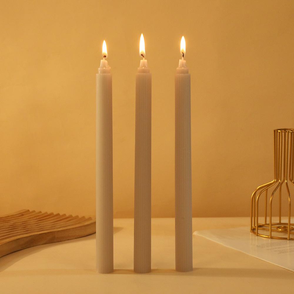 25cm Europäischer Macaron Vertikales Muster Langer Stab Kerze Kreatives Kerzenlicht Abendessen Westliches Restaurant Bunte Hochzeitsstab Wachs