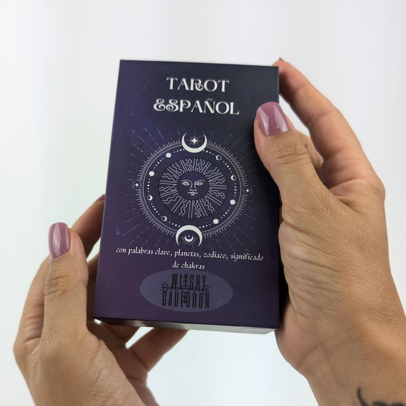 Spanish Edition Learning Tarot Card Deck for Beginners with Meanings On Them Including Chakras, Planets, Zodiac, Elements, Yes or No
