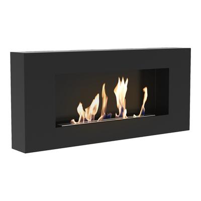 Wall Mounted Bioethanol Fireplace DELTA FLAT Black TÜV