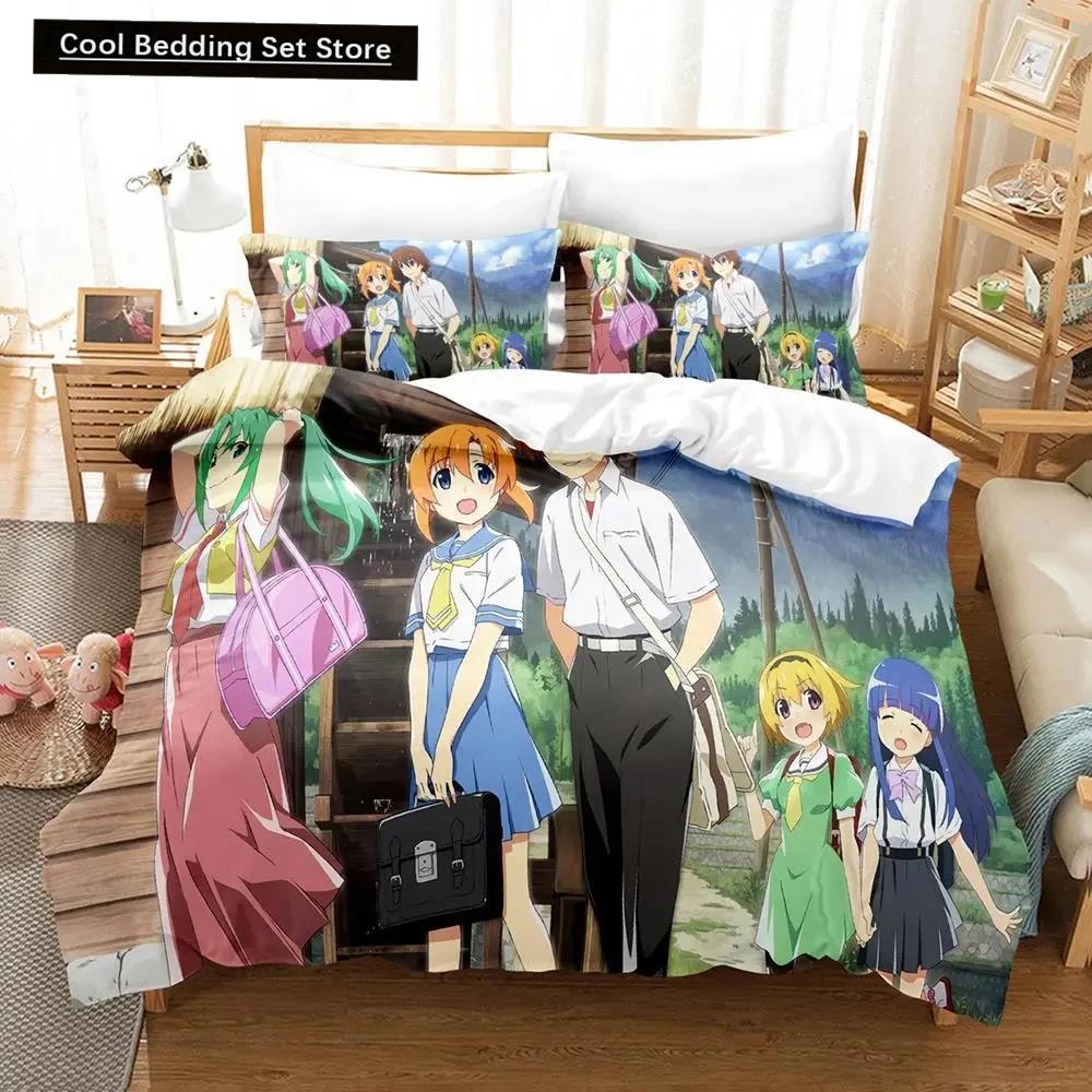 3D Anime Higurashi When They Cry Bedding Set Duvet Cover Bed Set Quilt Cover Pillowcase Comforter king Queen Size Boys Adult