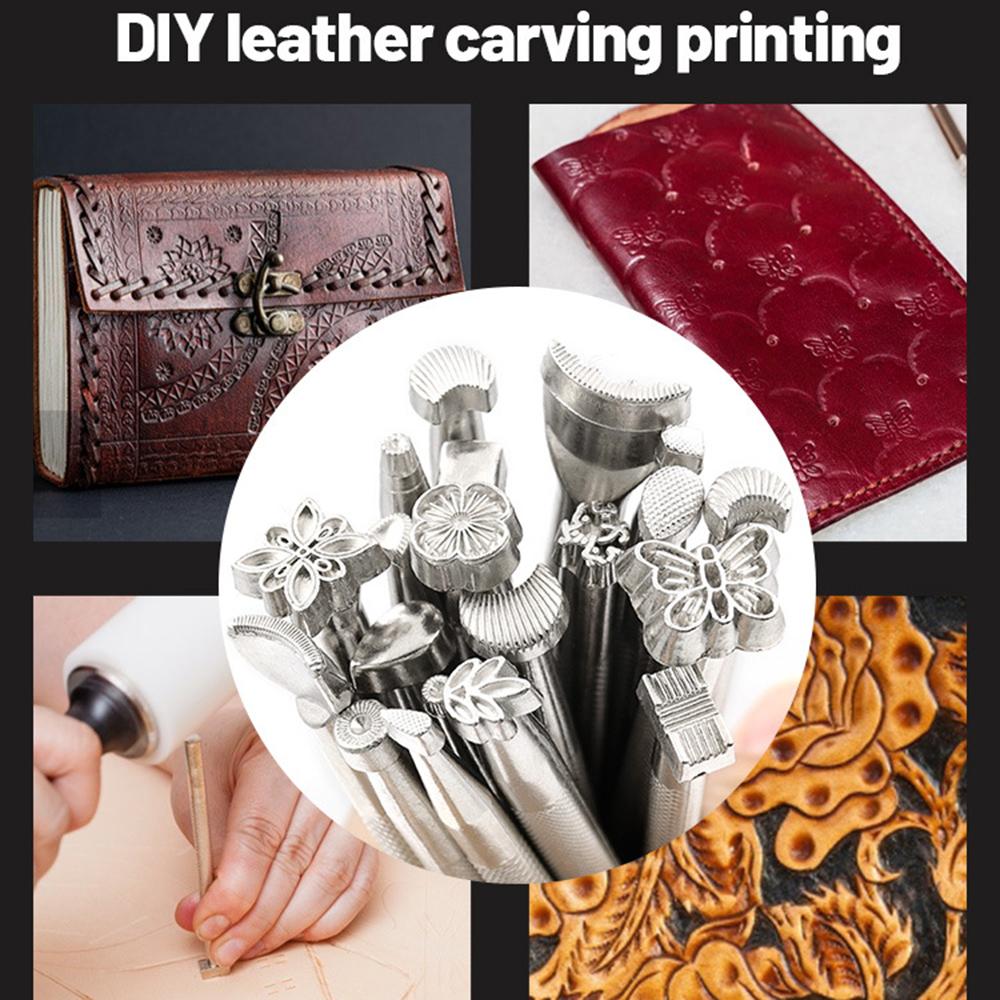 20Pcs/Set Leather Stamping Tools Zinc Alloy Leathercraft Carving Kit DIY Vegetable Tanned Leather Stamping Tool
