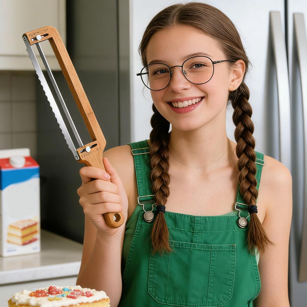Nóż do chleba, Regulowany chleb – Ulepszony chleb do domowego i na zakwasie, z ząbkowaną stalą nierdzewną i prowadnicą grubości,