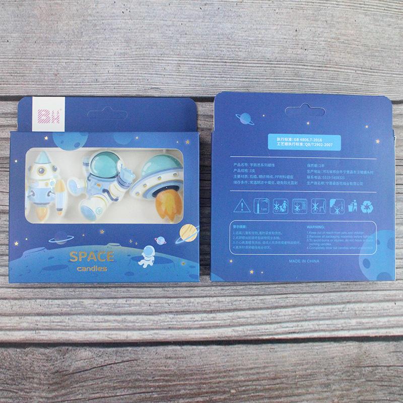 New Candle Astronaut Series Blue Space Astronaut Spaceship Rocket Cake Decoration Candle
