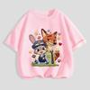 Zootopia Judy Nick Print Childrens Cotton Tshirt Versatile Casual Top for Girls Summer Shortsleeved Round Neck Girls Clothing