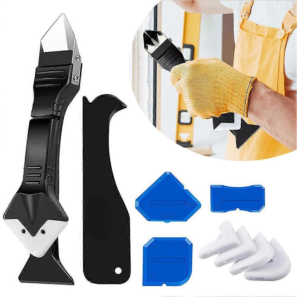 Caulk Remover Scraper, Silicone Caulking Tool, 3 in 1 Grout Remover Tool, Sealant Finishing Tool Grout Removal Scraper Kit