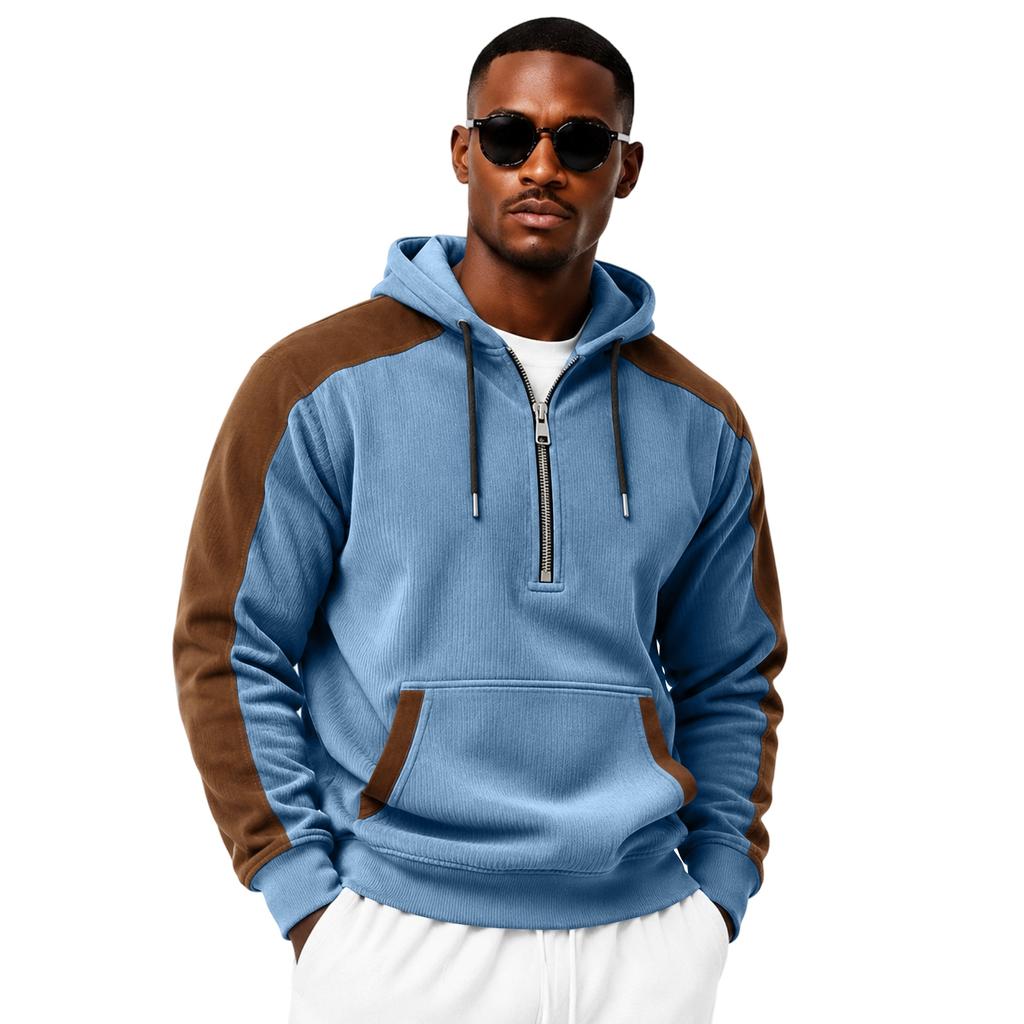 Men's Corduroy Hoodie Casual Long Sleeve Sweatshirt for Fall and Winter