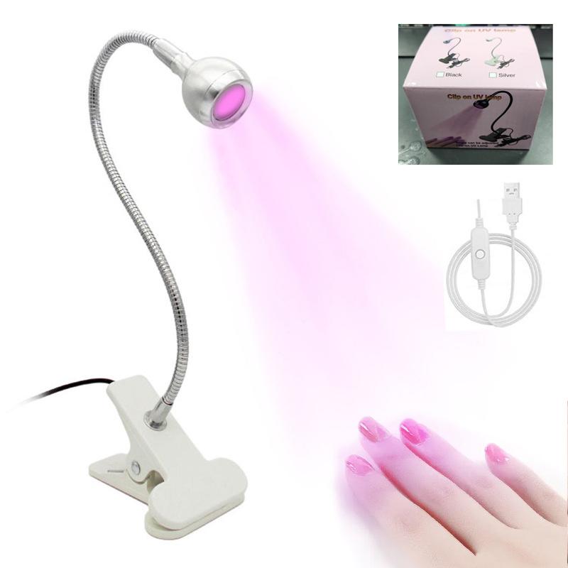 Lampa LED UV do paznokci do suszenia żelowego lakieru do paznokci, klipsowa, elastyczna, biurkowa, mini, przenośna, USB, lampa do paznokci, suszarka UV do manicure salonowego