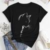 Fashion Women Cool Line Cat Print T Shirt Funny Casual O-neck Short Sleeves T-shirt Summer Female Tee Shirt