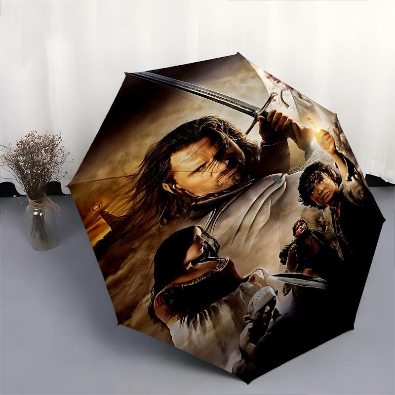 1pc Middle-earth Lord of the Rings Automatic Folding Umbrella - Compact 8-Rib Design, Durable Plastic & Iron1116L