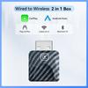 2 in 1 Wireless CarPlay&Android Auto Wired to Wireless Adapter Smart USB Dongle USB&Type-C Dual Connector Fast Connect