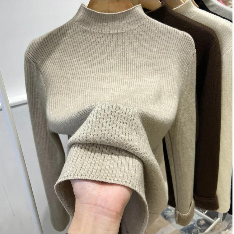 

Водолазка, зимний свитер, женский элегантный утепленный бархатный подкладочный теплый вязаный пуловер, тонкие топы, трикотаж, джемпер, новый One Size хаки