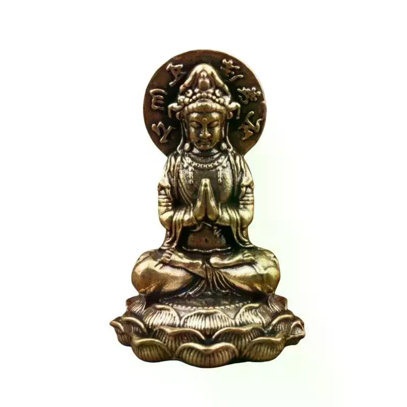 Mini Brass Buddha & Guanyin Statue, Exquisite Small Home Decor Ornaments