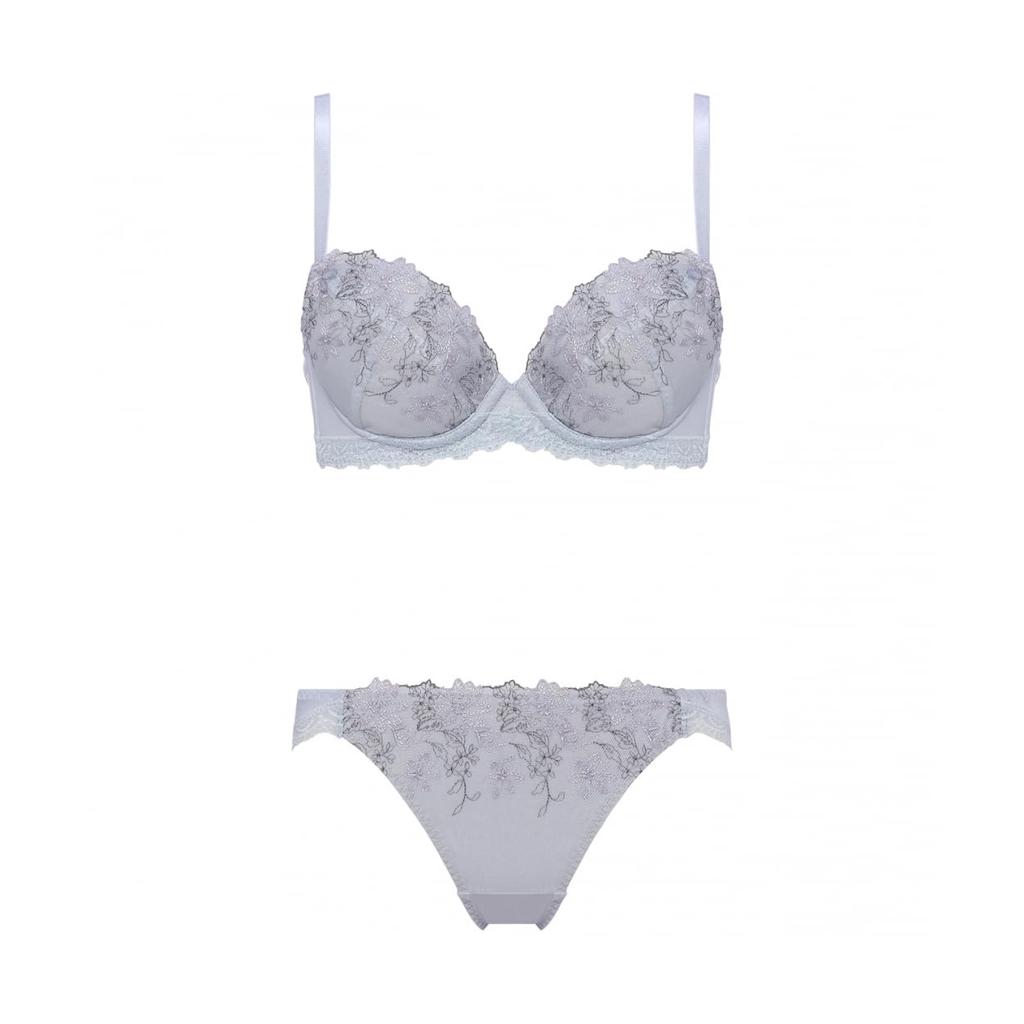 AMOSTYLE BY Triumph Entry Collection Backless Bra Panty Beloved M007 Size B65M & Set, Flower, (Blue),