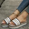 Ladies' Wedge Heel Sandals, Thick-soled Shoes Made of Woven Hemp Rope, and Comfortable Sponge Slippers