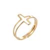 Women's Gold Geometric Cutout Wide Band Cross Ring - European & American Hip Hop Style